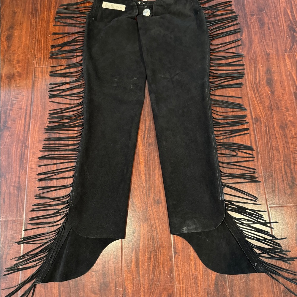 Black Fringe Women's Pants